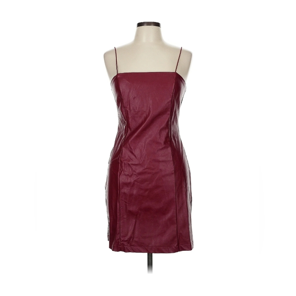 Red/Burgundy faux leather dress